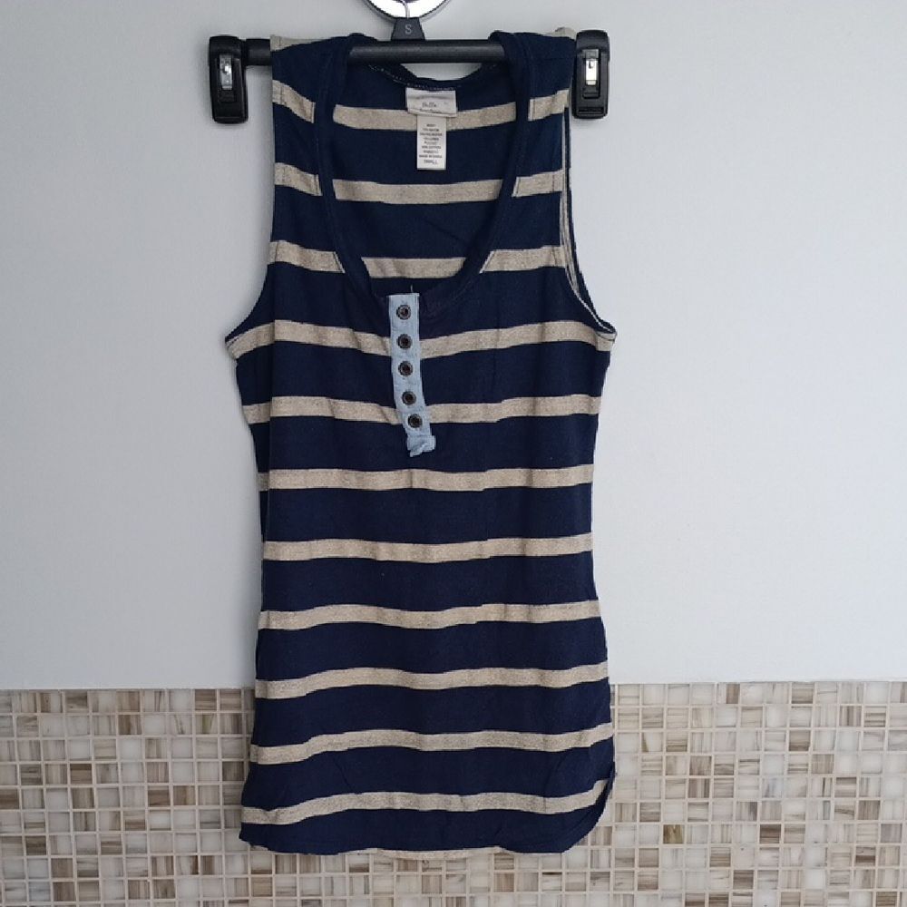 Striped Navy and Beige Tank Top
